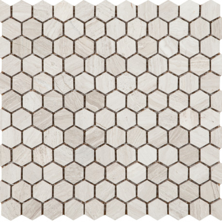 Mosaique en pierre naturelle, carrelage mosaique, gris medium, carrelage sur filet, hexagonale, douche,